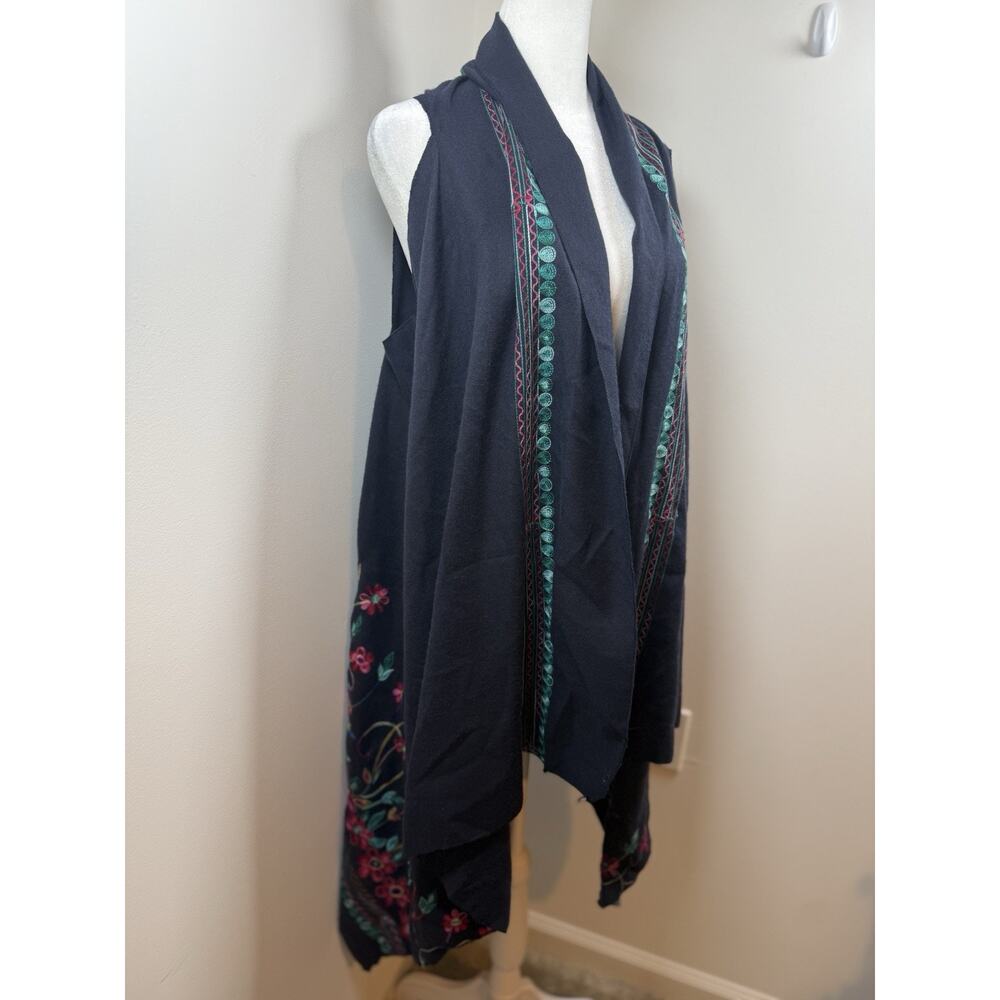 Embroidered Shawl Floral Blue Colorful One Size Boho Cottagecore Hippie Peasant - Picture 8 of 9